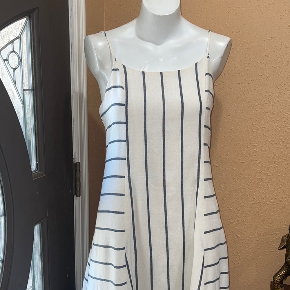 Ellison beige striped spaghetti strap dress
